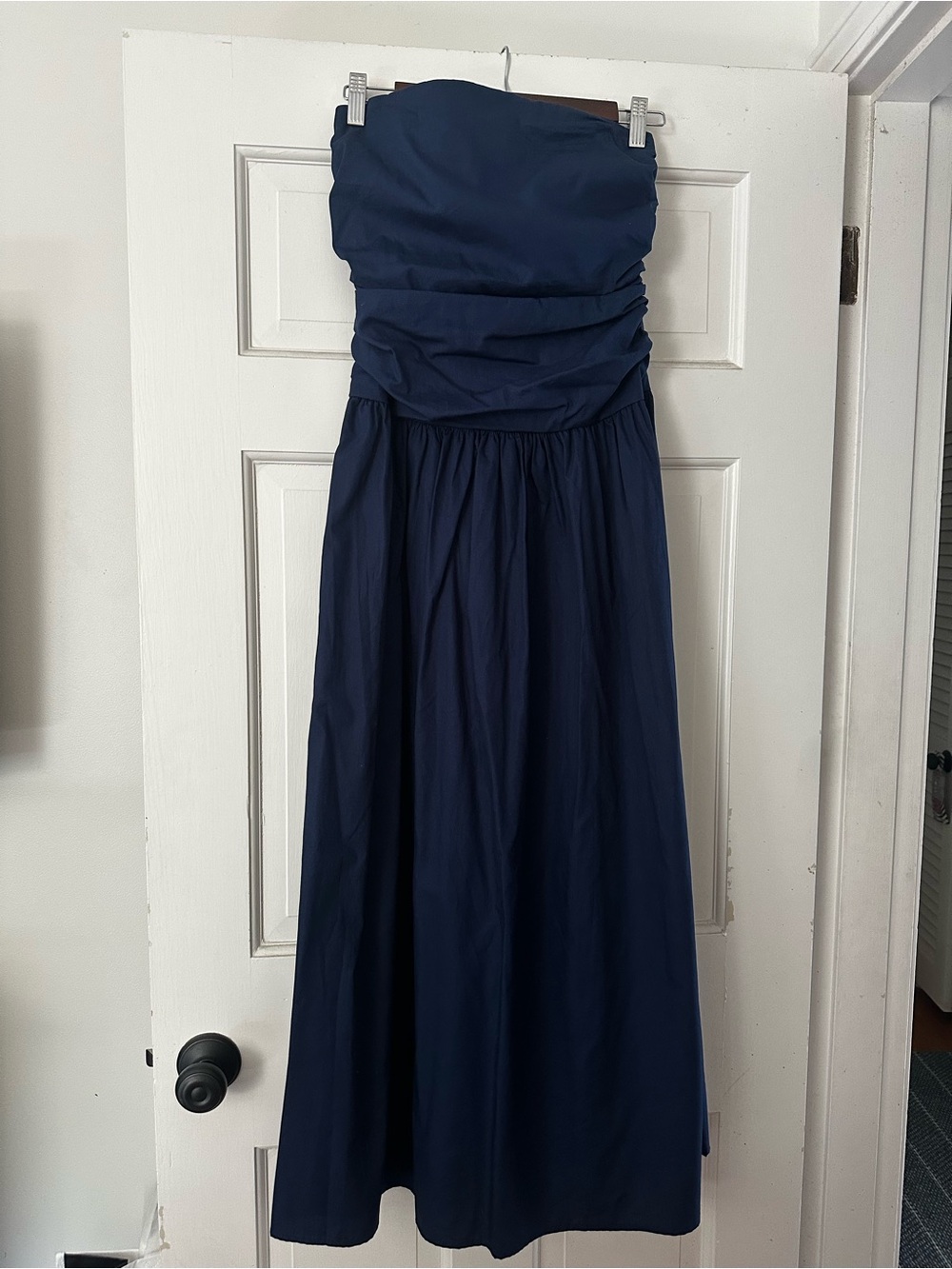 Strapless navy cotton midi/maxi dress